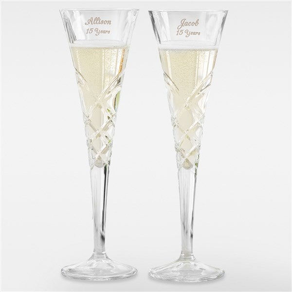 Etched Anniversary Reed and Barton Crystal Champagne Flute Set - 41988