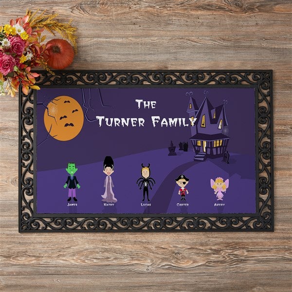 Personalized Halloween Doormat Family Cartoon Characters