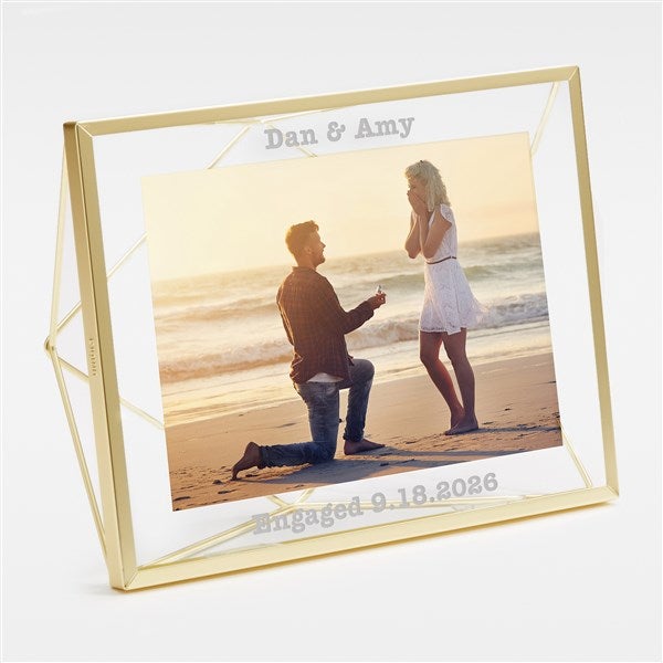Engraved Gold Prisma Engagement Photo Frame - 42094