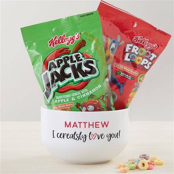 I Cerealsly Love You Bowl Personalized 14 oz. Snack Bowl with Cereal Bundle  - 42143