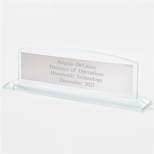 Engraved New Employee Glass and Steel Name Plate - 42167