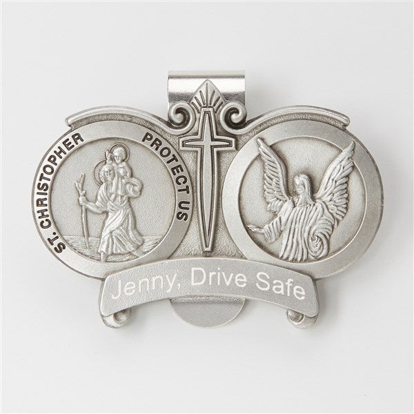Personalized St. Christopher Visor Clip For Her