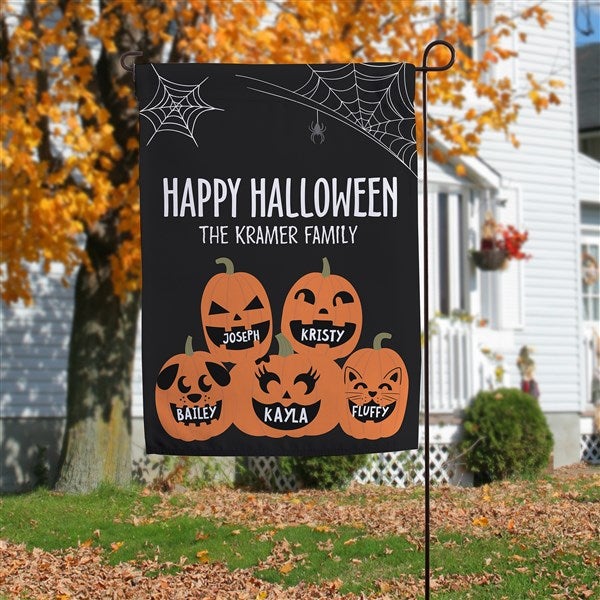 Jack-o'-Lantern Family Personalized Halloween Garden Flag  - 42308