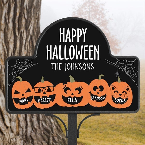 Jack-o&#39;-Lantern Family Personalized Halloween Magnetic Garden Sign - 42309