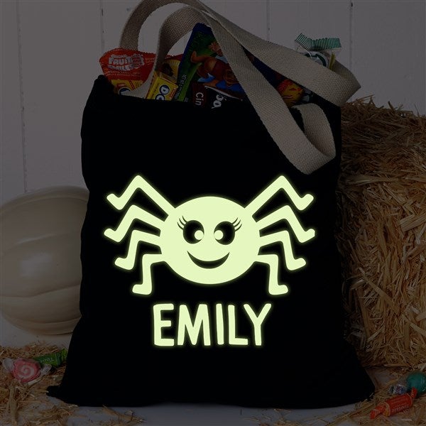 Glow-In-The-Dark Halloween Spider Characters Personalized Halloween Treat Bag  - 42333