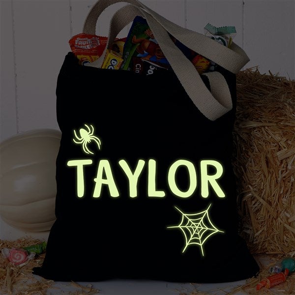 Glow-In-The-Dark Spider Web Personalized Halloween Treat Bag  - 42334