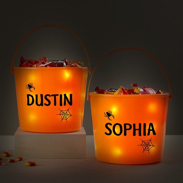 Spider Name Personalized Halloween Light Up Treat Bucket - 42337