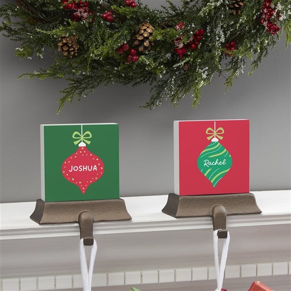 Retro Ornament Personalized Christmas Stocking Holder  - 42415