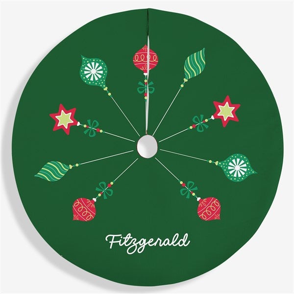 Retro Ornament Personalized Christmas Tree Skirt  - 42416