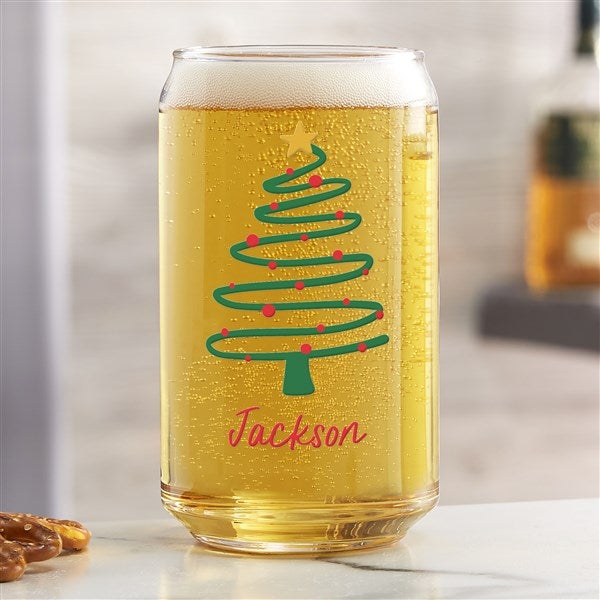 Abstract Christmas Tree Personalized Christmas Beer Glass Collection  - 42420