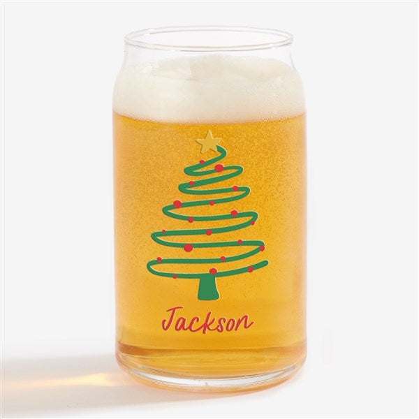 Abstract Christmas Tree Personalized Christmas Beer Glass Collection  - 42420