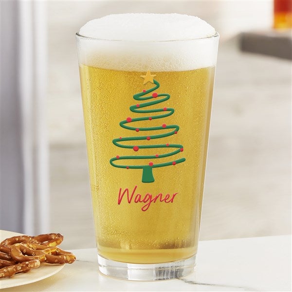 Abstract Christmas Tree Personalized Christmas Beer Glass Collection  - 42420