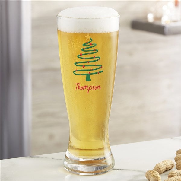 Abstract Christmas Tree Personalized Christmas Beer Glass Collection  - 42420