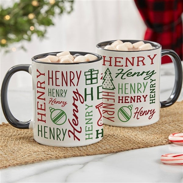 Holiday Repeating Name Personalized Coffee Mug - 42470