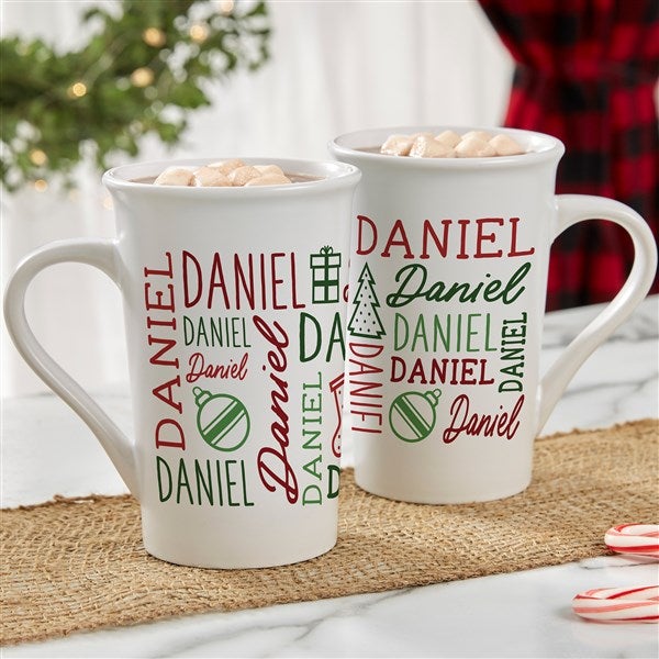 Holiday Repeating Name Personalized Coffee Mug - 42470