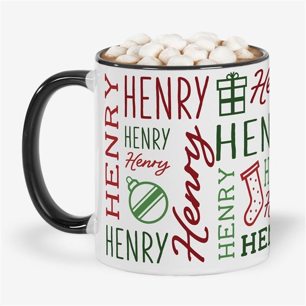 Holiday Repeating Name Personalized Coffee Mug - 42470