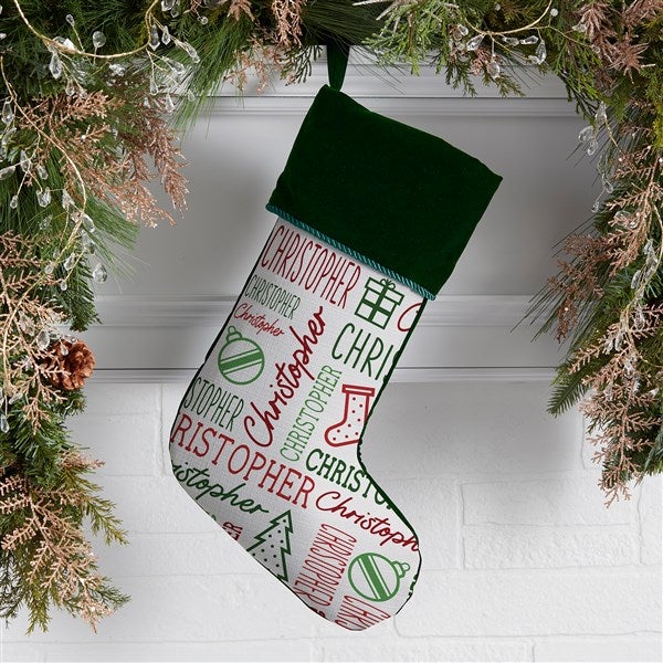 Holiday Repeating Name Personalized Christmas Stockings  - 42477