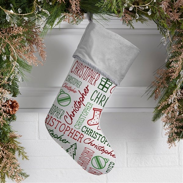 Holiday Repeating Name Personalized Christmas Stockings  - 42477