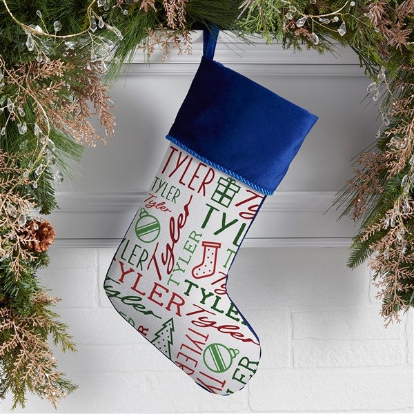 Holiday Repeating Name Personalized Christmas Stockings  - 42477