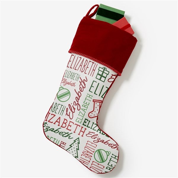 Holiday Repeating Name Personalized Christmas Stockings  - 42477