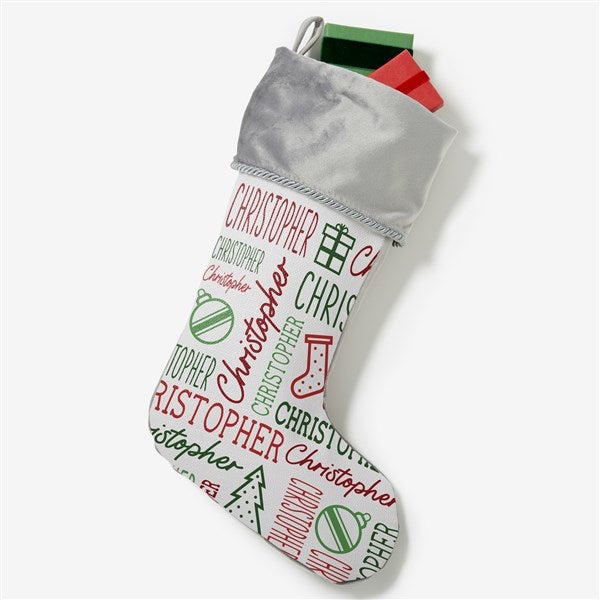 Holiday Repeating Name Personalized Christmas Stockings  - 42477