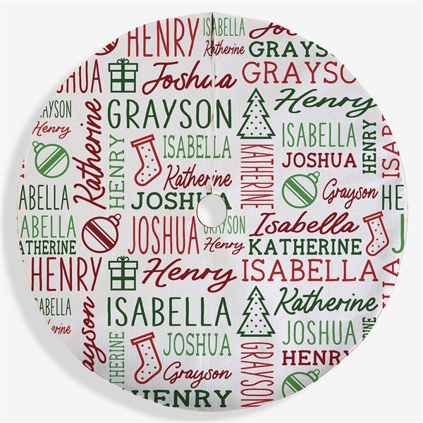Holiday Repeating Name Personalized Christmas Tree Skirt  - 42479