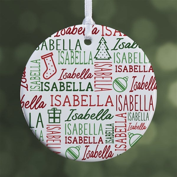 Holiday Repeating Name Personalized Ornament - 42483