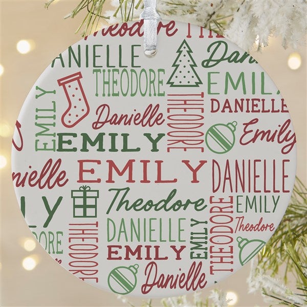 Holiday Repeating Name Personalized Ornament - 42483