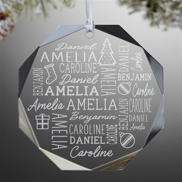 Holiday Repeating Name Personalized Premium Octagon Engraved Ornament - 42487