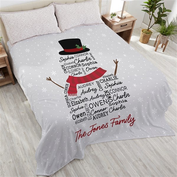 Snowman Repeating Name Personalized Christmas Blanket - 42489