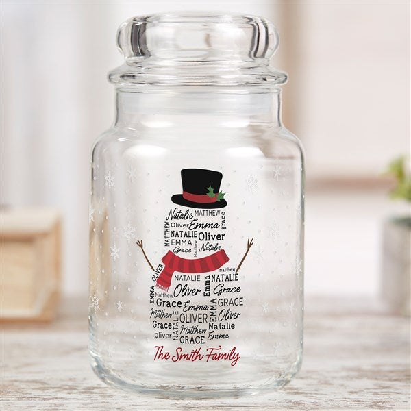 Snowman Repeating Name Personalized Candy Jar  - 42490