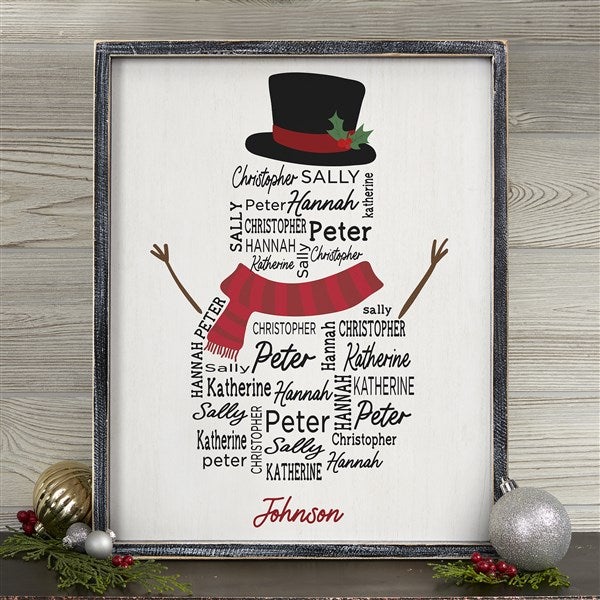 Snowman Repeating Name Personalized Frame Wall Art  - 42491