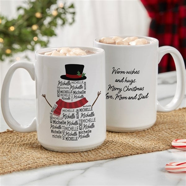 Snowman Repeating Name Personalized Coffee Mugs  - 42492