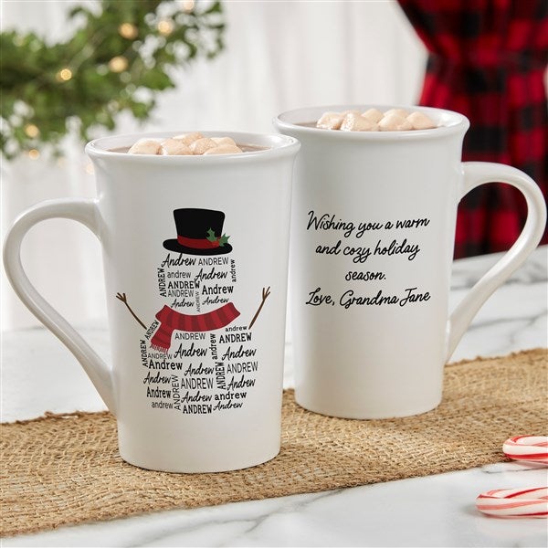 Snowman Repeating Name Personalized Coffee Mugs  - 42492