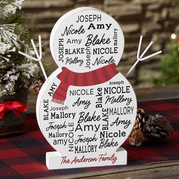 Snowman Repeating Name Personalized Wooden Snowman - 42494