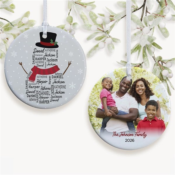 Snowman Repeating Name Personalized Ornament- 2.85" Glossy - 2 Sided