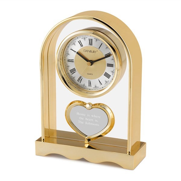 Personalized Gold Arch and Heart Mantel Clock