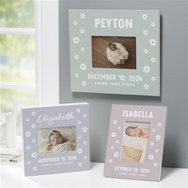 Retro Daisy Personalized Baby Picture Frame  - 42623