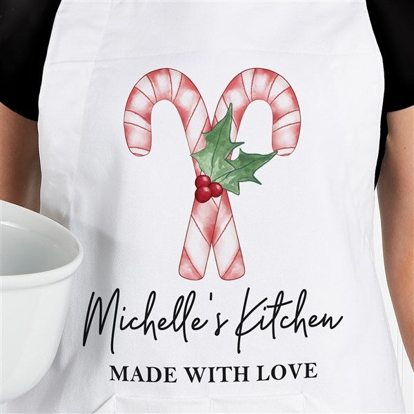 Candy Cane Kitchen Personalized Christmas Apron & Potholder  - 42742