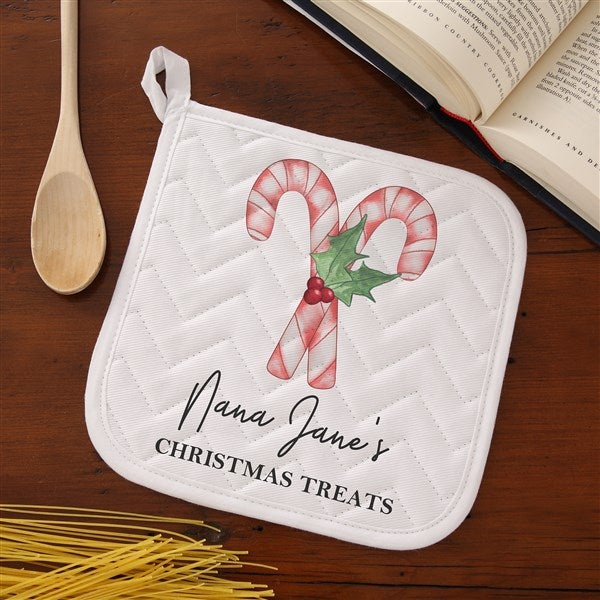 Candy Cane Kitchen Personalized Christmas Apron & Potholder  - 42742