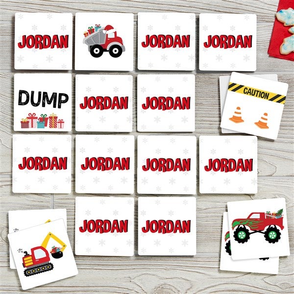 Construction & Monster Trucks Personalized Christmas Memory Game  - 42760