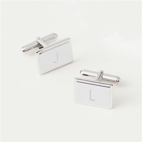 Engraved Sterling Silver Rectangular Cufflinks