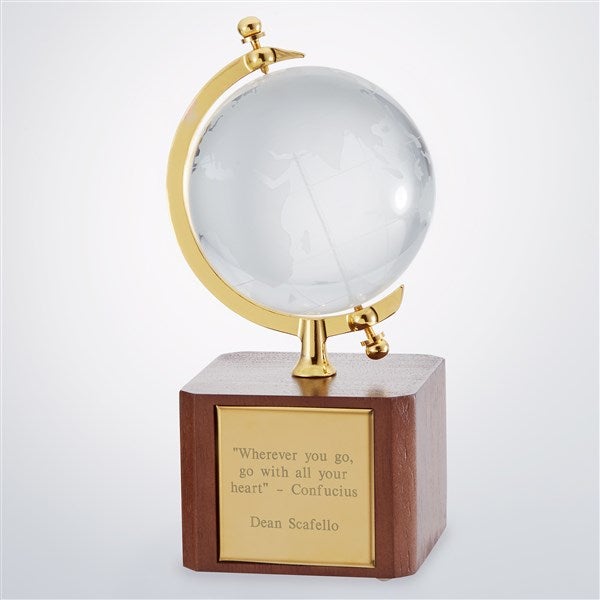 Engraved Crystal and Gold Desk Globe - 42904