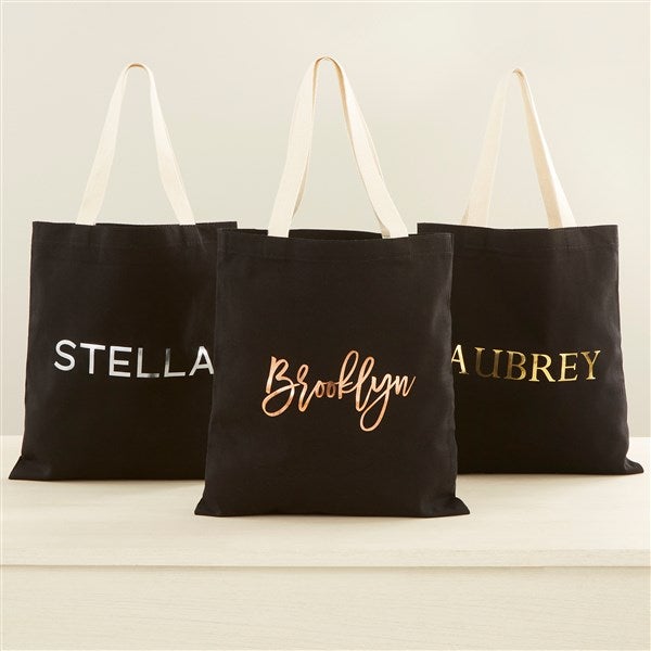 Foil Logo Small Tote Bag in Brown