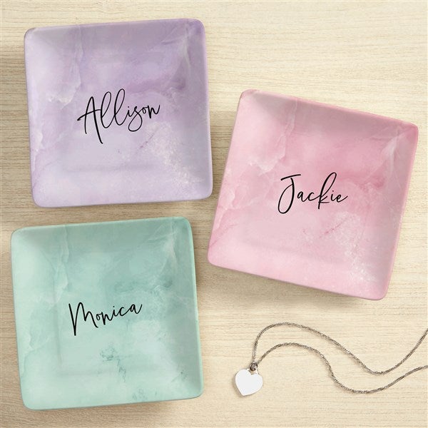 Pastel Watercolor Name Personalized Ring Dish - 42946