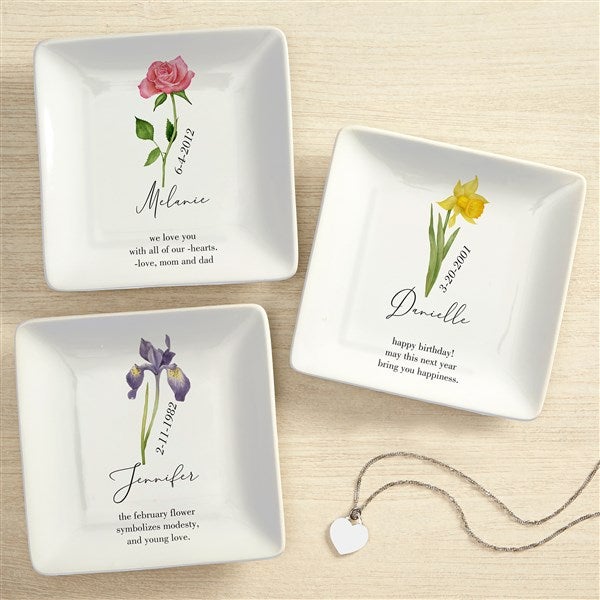 Birth Month Flower Personalized Ring Dish - 42964