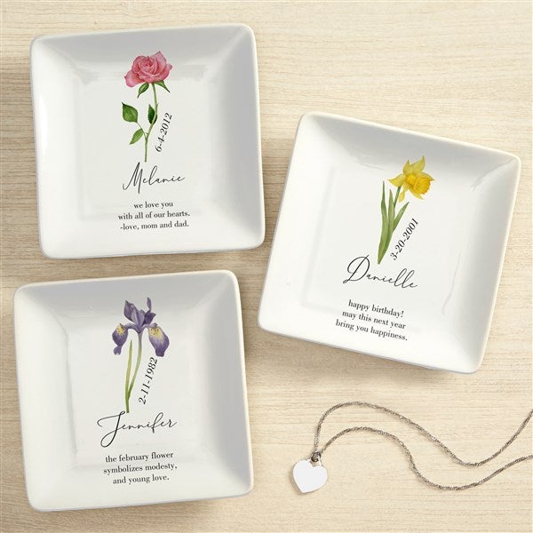Birth Month Flower Personalized Ring Dish - 42964