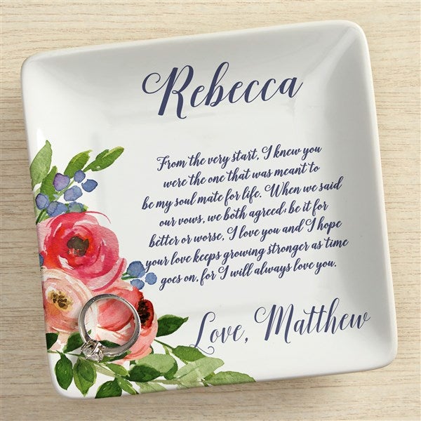 Write Your Own Personalized Floral Ring Dish  - 42968
