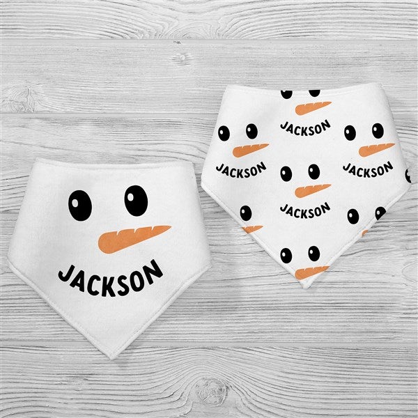 Smiling Snowman Personalized Holiday Baby Bibs  - 42983