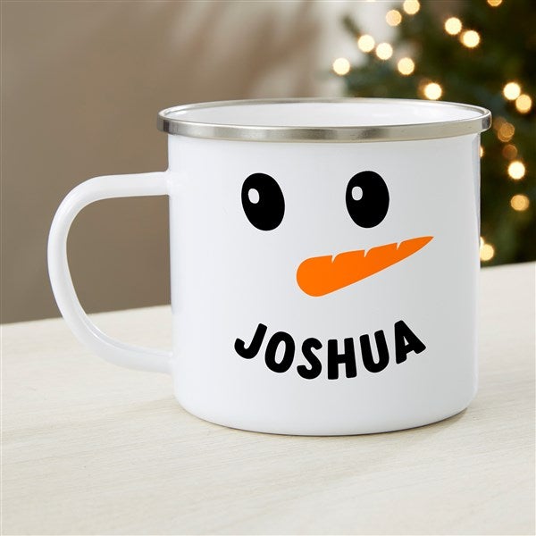 Smiling Snowman Personalized Enamel Mug - 42986